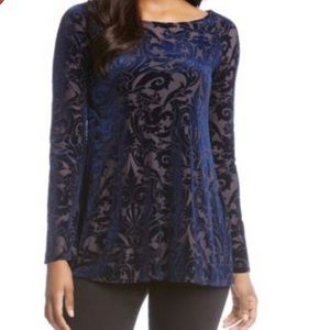 Karen Kane Velvet Navy Women Blouse